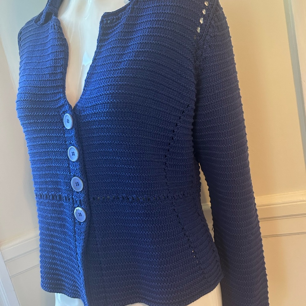 MaxMara Navy Button-Up Cardigan in Women Size M ( no size tag)